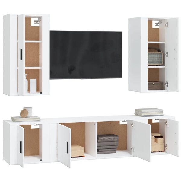 vidaXL Ensemble de meubles TV 5 pcs Blanc Bois d'ingénierie