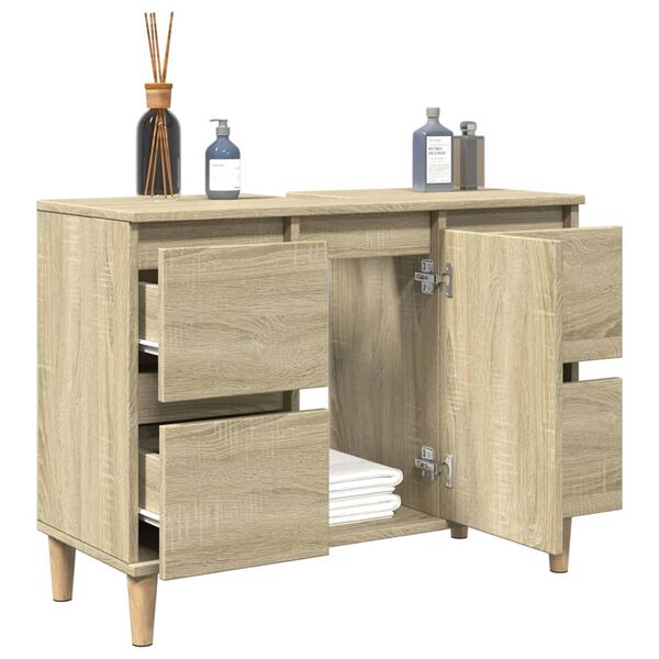 vidaXL Meuble d'évier chêne sonoma 80x33x60 cm bois d'ingénierie