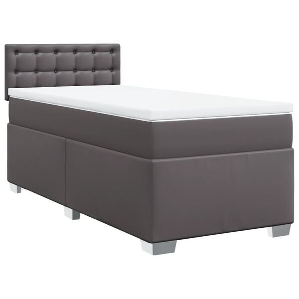 vidaXL Sommier &agrave; lattes de lit avec matelas Gris 90x190 cm Similicuir