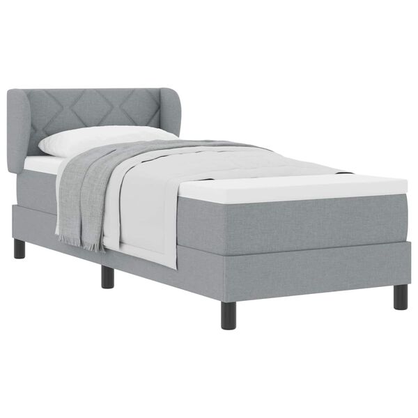 vidaXL Lit &agrave; ressorts avec matelas Gris clair 80 x 200 cm tissu