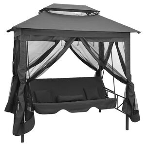 vidaXL Balancelle convertible &agrave; auvent Anthracite 220x160x240 cm Acier