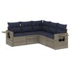 vidaXL Ensemble de canap&eacute; de jardin 5 pcs avec coussins gris r&eacute;sine tress&eacute;e
