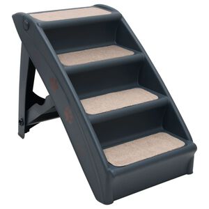 vidaXL Escalier pliable &agrave; 4 marches pour chiens Gris fonc&eacute;