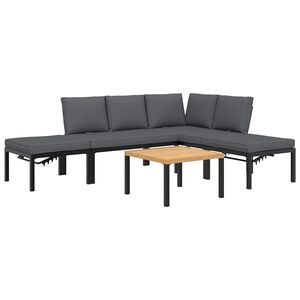 vidaXL Salon de jardin 5 pcs avec coussins noir aluminium