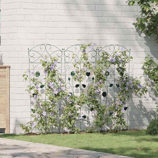 vidaXL Cl&ocirc;ture de jardin 3 pcs Vert 112 x 40 cm Acier