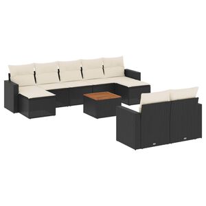 vidaXL Salon de jardin 10 pcs avec coussins noir r&eacute;sine tress&eacute;e