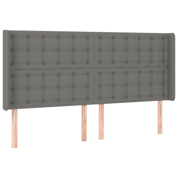 vidaXL T&ecirc;te de lit &agrave; LED Gris fonc&eacute; 183x16x118/128 cm Tissu