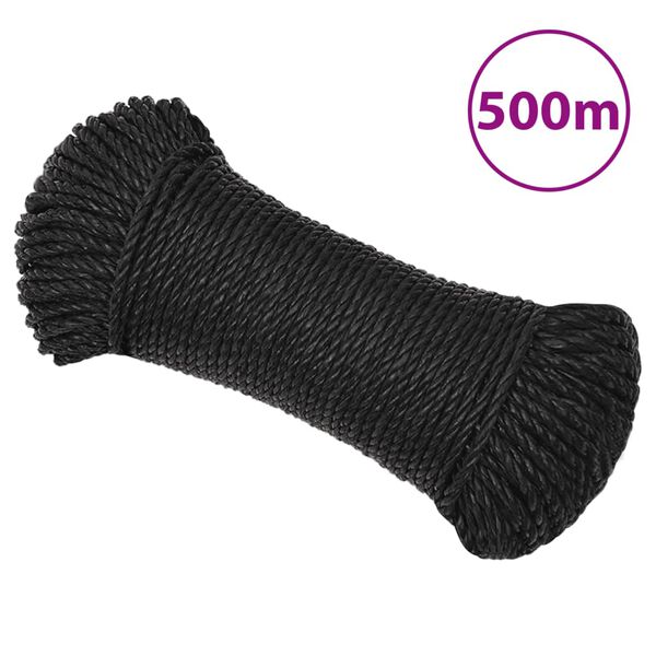vidaXL Corde de travail Noir 6 mm 500 m polypropyl&egrave;ne