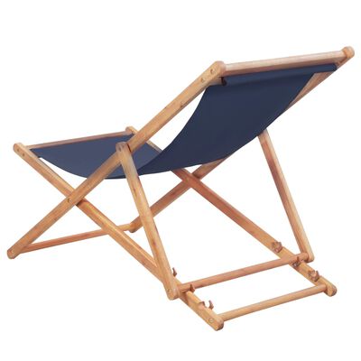 vidaXL Chaise pliable de plage Tissu et cadre en bois Bleu