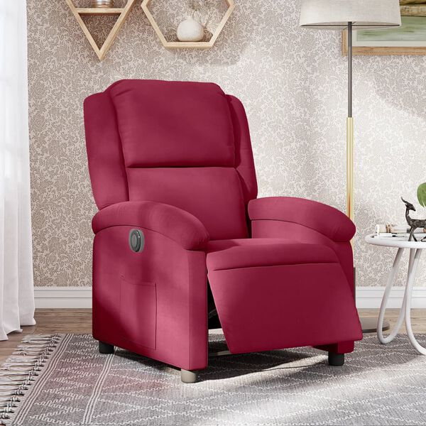 vidaXL Fauteuil inclinable électrique rouge bordeaux velours