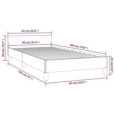 vidaXL Cadre de lit avec tête de lit Gris clair 90x190 cm Tissu