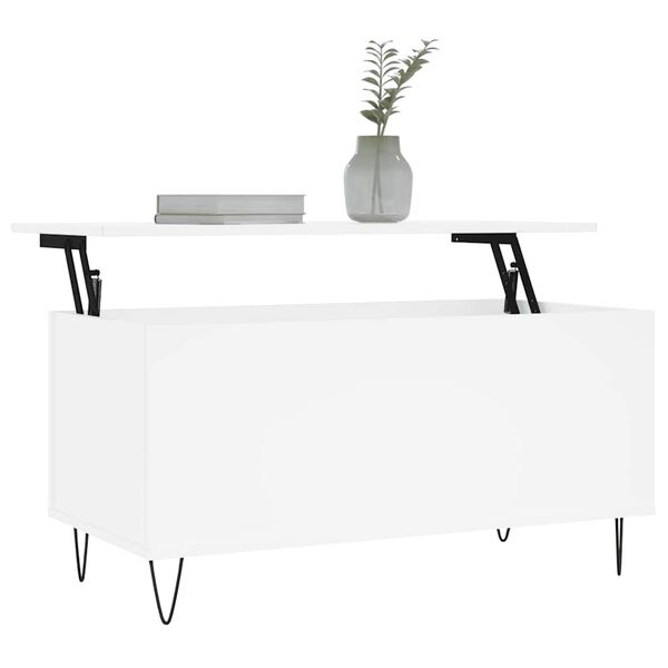 vidaXL Table basse Blanc 90x44,5x45 cm Bois d'ing&eacute;nierie