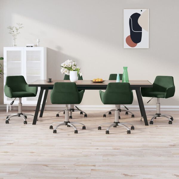 vidaXL Chaises pivotantes &agrave; manger lot de 6 Vert fonc&eacute; Velours