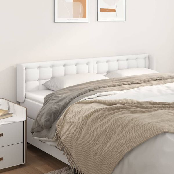 vidaXL T&ecirc;te de lit avec oreilles Blanc 183x16x78/88 cm Similicuir