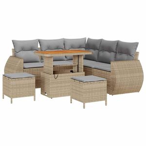 vidaXL Ensemble de canap&eacute; de jardin 8 pcs Beige polyrotin