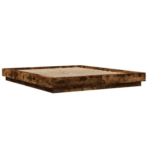 vidaXL Cadre de lit sans matelas ch&ecirc;ne fum&eacute; 150x200 cm