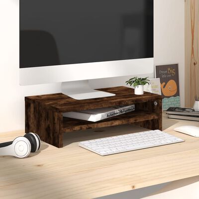 vidaXL Support de moniteur Chêne fumé 42x24x13 cm Bois d'ingénierie