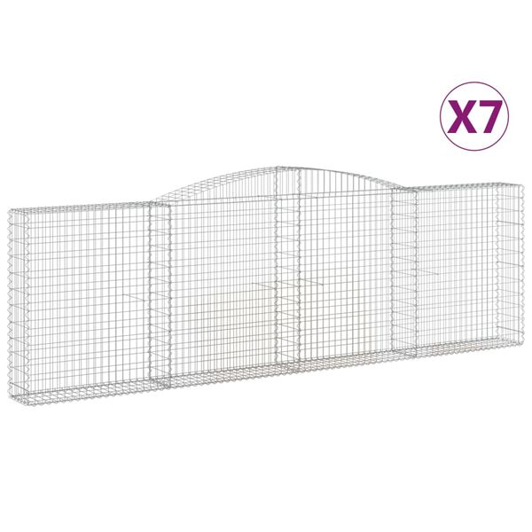 vidaXL Paniers &agrave; gabions arqu&eacute;s 7 pcs 400x30x120/140 cm Fer galvanis&eacute;
