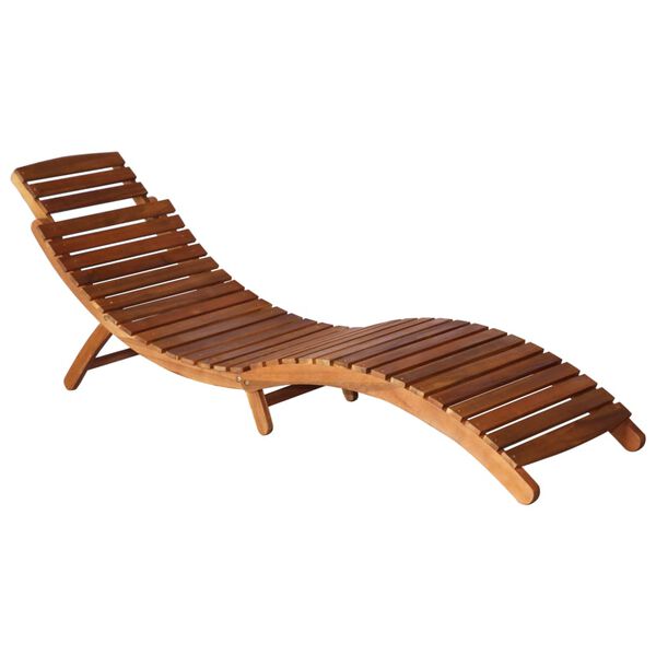 vidaXL Chaise longue avec table à thé 3 pcs Bois d'acacia massif