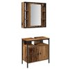 vidaXL Ensemble de mobilier de salle de bain avec &eacute;tag&egrave;re 2 pcs Marron