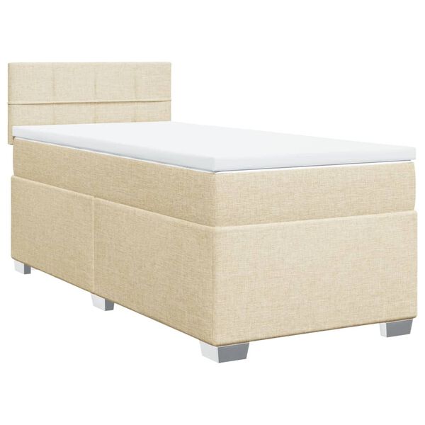 vidaXL Sommier &agrave; lattes de lit avec matelas Cr&egrave;me 100x200 cm Tissu