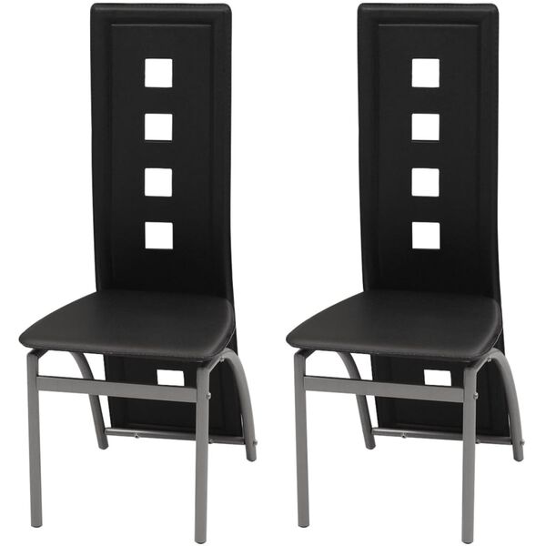 vidaXL Chaises &agrave; manger lot de 2 noir similicuir