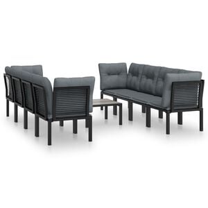 vidaXL Salon de jardin 9 pcs noir et gris r&eacute;sine tress&eacute;e