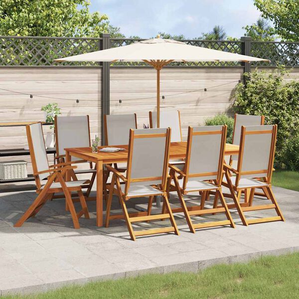 vidaXL Chaises pliables de jardin lot de 8 bois d'acacia et textil&egrave;ne