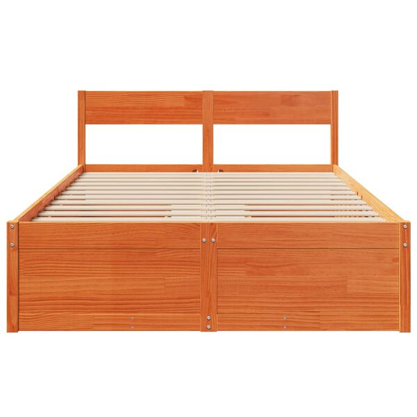 vidaXL Cadre de lit sans matelas cire marron 120x200cm bois pin massif