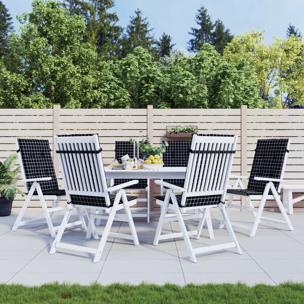 vidaXL Coussins de chaise &agrave; dossier haut lot de 6 noir &agrave; carreaux