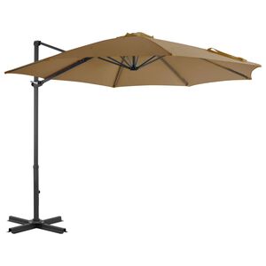 vidaXL Parasol de jardin en porte-&agrave;-faux et poteau en aluminium taupe