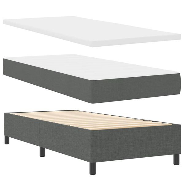 vidaXL Lit &agrave; ressorts avec matelas Gris fonc&eacute; 90 x 190 cm tissu