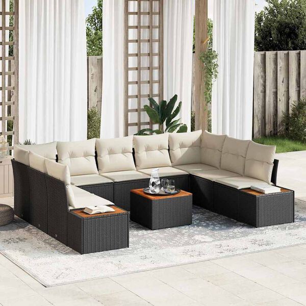 vidaXL Ensemble de canap&eacute; de jardin 5 pcs Noir et Cr&egrave;me Polyrotin