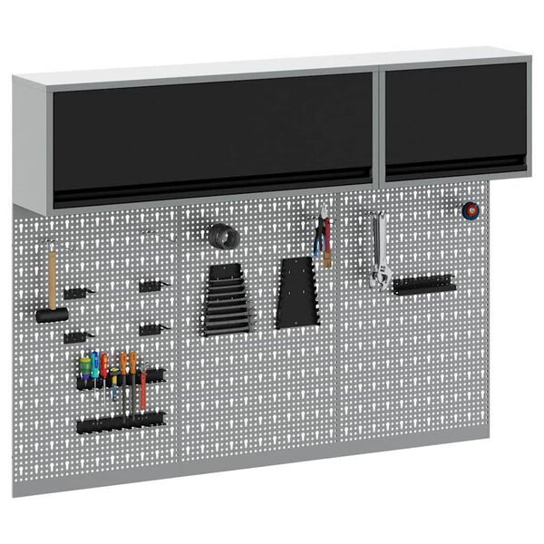 vidaXL Ensemble d'armoires &agrave; outils 5 pcs Noir Acier enduit de poudre