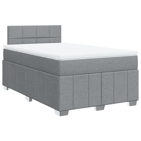 vidaXL Sommier &agrave; lattes de lit et matelas gris clair 120x190 cm tissu