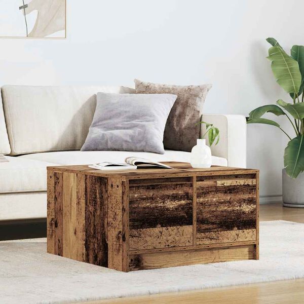 vidaXL Table basse avec tiroirs vieux bois 70,5x70x40 cm