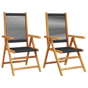 vidaXL Chaises pliantes (lot de 2) en bois massif d'acacia noir et polypropyl&egrave;ne