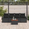 vidaXL Ensemble de canap&eacute; de jardin avec coussin 5 pcs Noir polyrotin