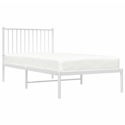 vidaXL Cadre de lit métal sans matelas avec tête de lit blanc 90x190cm