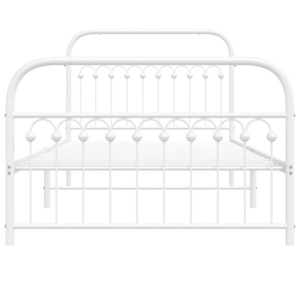 vidaXL Cadre de lit m&eacute;tal sans matelas et pied de lit blanc 107x203 cm