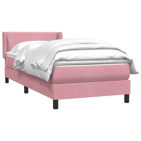 vidaXL Sommier &agrave; lattes de lit avec matelas rose 80x220 cm velours