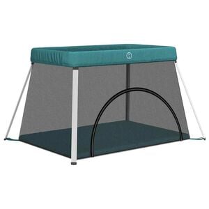 vidaXL Parc pour b&eacute;b&eacute; avec matelas Vert Tissu de lin