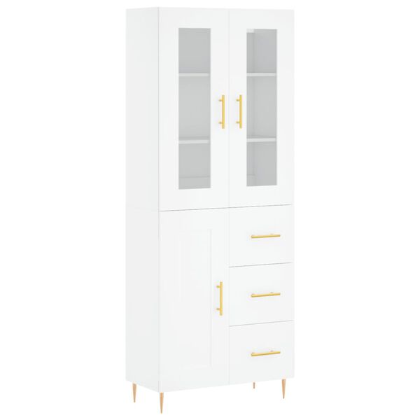 vidaXL Buffet haut Blanc 69,5x34x180 cm Bois d'ing&eacute;nierie