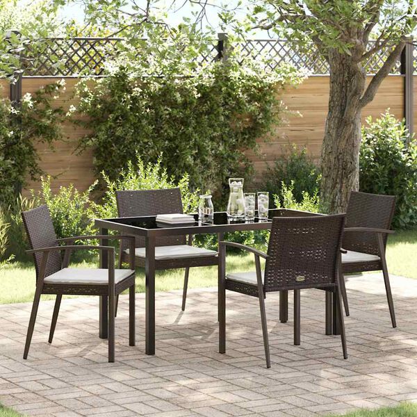 vidaXL Ensemble de salle &agrave; manger pour jardin 5 pcs Marron et Noir
