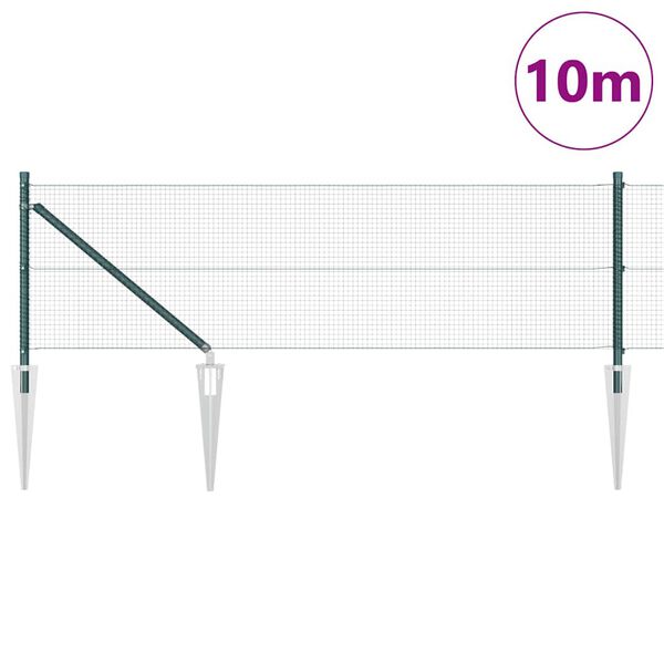 vidaXL Cl&ocirc;ture avec poteaux Vert 0.4 x 10 m Acier
