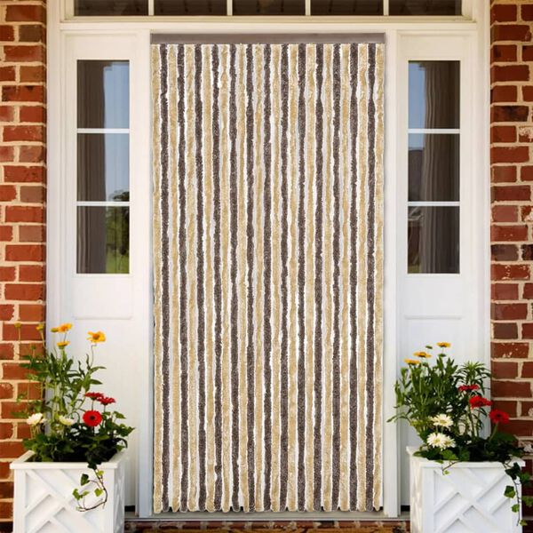 vidaXL Rideau anti-mouches marron fonc&eacute; et beige 118x220 cm chenille