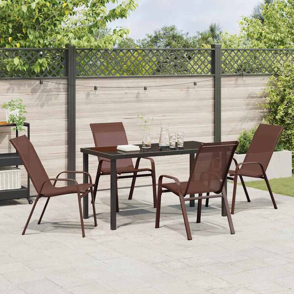 vidaXL Ensemble de salle &agrave; manger pour jardin 5 pcs Marron et Noir