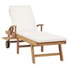 vidaXL Chaise longue avec coussin Bois de teck solide Crème