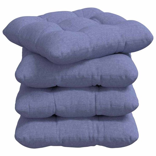 vidaXL Coussins de si&egrave;ge 4 pcs Bleu denim 45 x 45 x 12 cm tissu