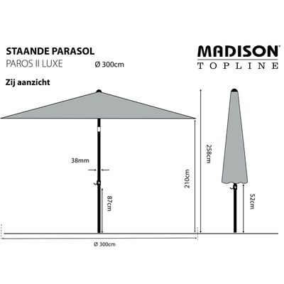 Madison Parasol Paros II Luxe 300 cm Rouge brique